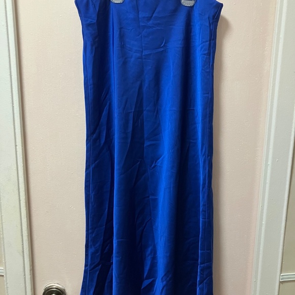 Blue Satin Midi Skirt - Picture 3 of 4